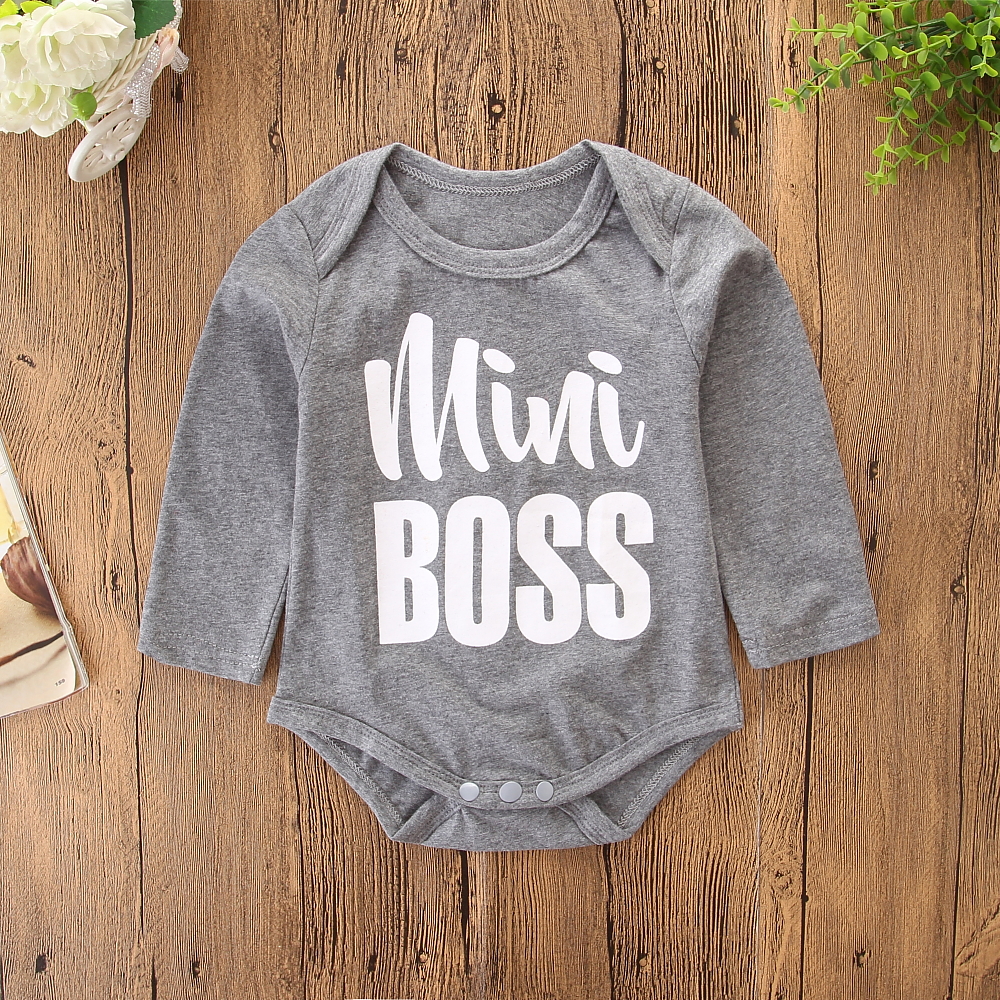 

Baby Mini Boss Print Long-sleeve Bodysuit