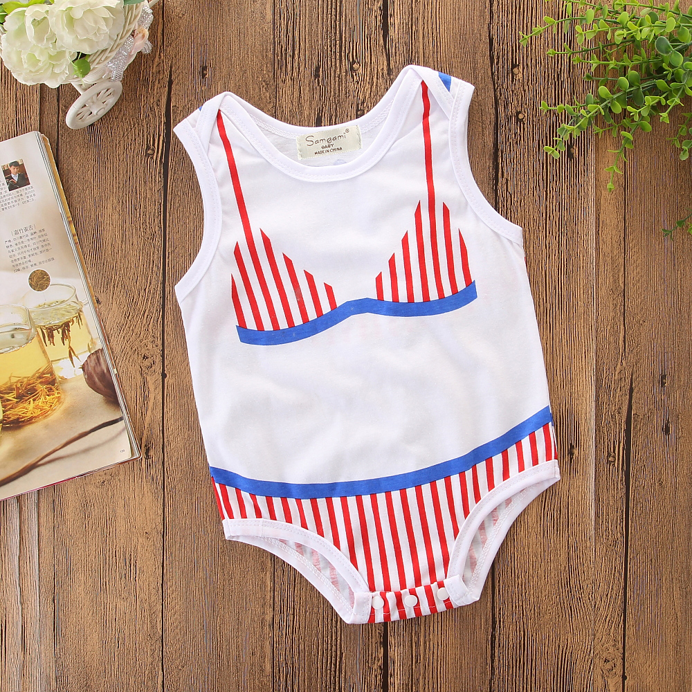 

Baby Girl Bikini Print Sleeveless Romper