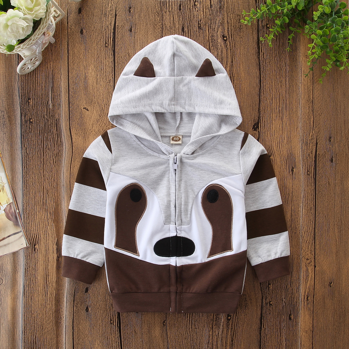 

Baby / Toddler 3D Ear Decor Lovely Animal Print Hooded Coat