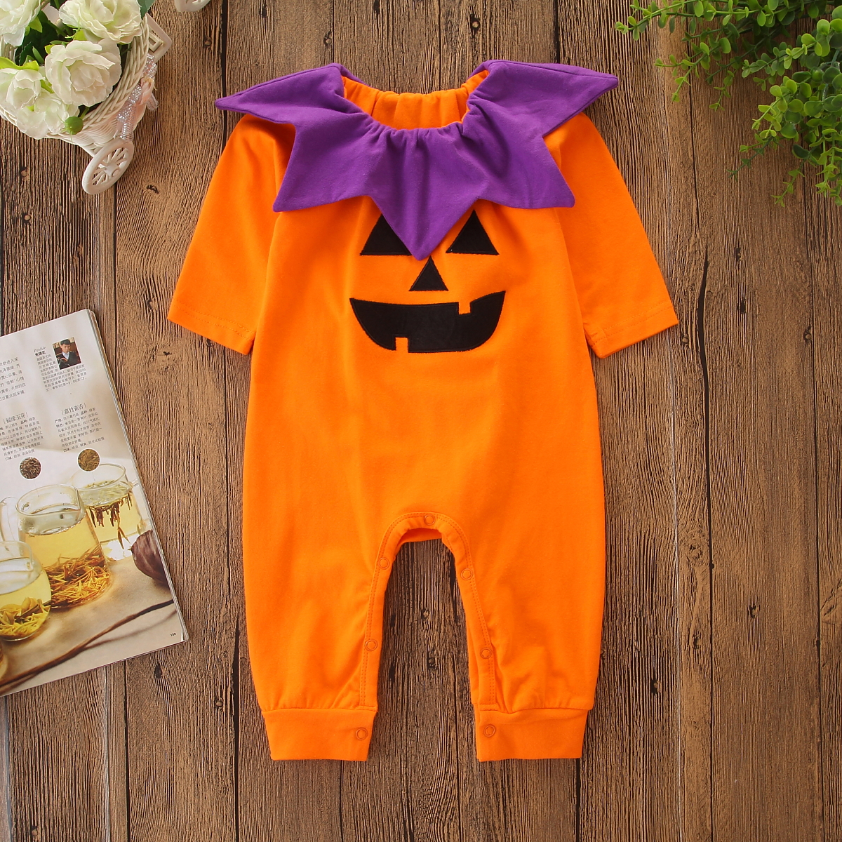 

Baby Boy Pumpkin Print Halloween Style Long-sleeve Jumpsuit