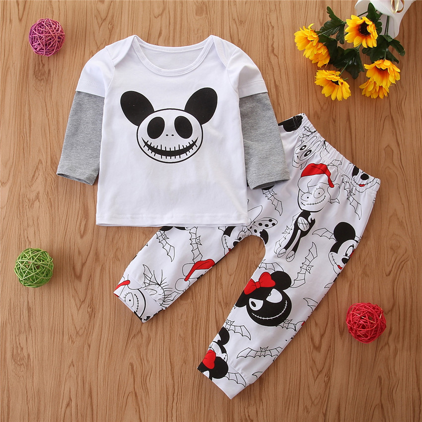 

Baby / Toddler Christmas Cartoon Print Long-sleeve Top and Pants Set