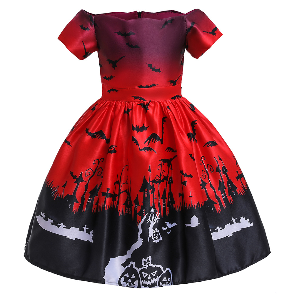 

Fashionable Halloween Allover Print Party Dress