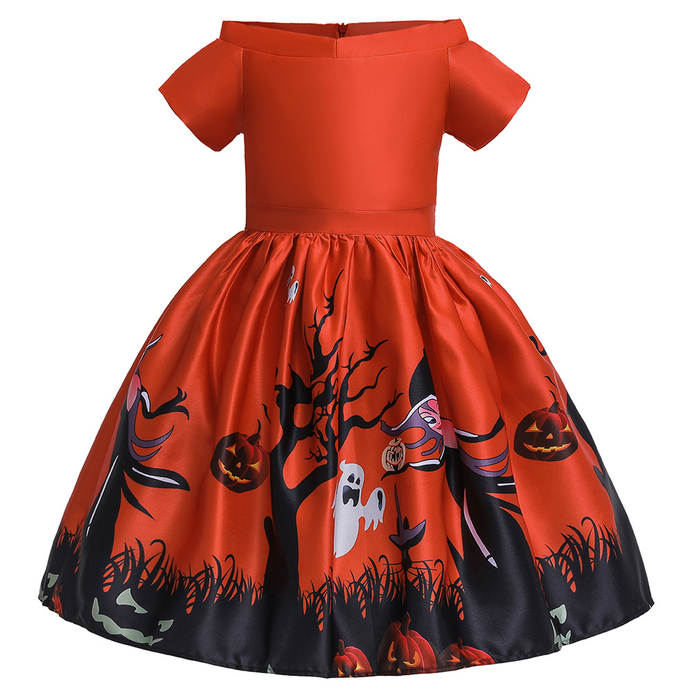 

Trendy Halloween Print Short-sleeve Party Dress