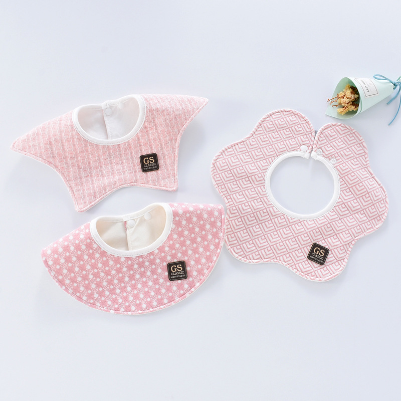 

Soft Round Baby Bibs Cotton Burp 360 Degree Cloths Pink Infant Baby Care Use