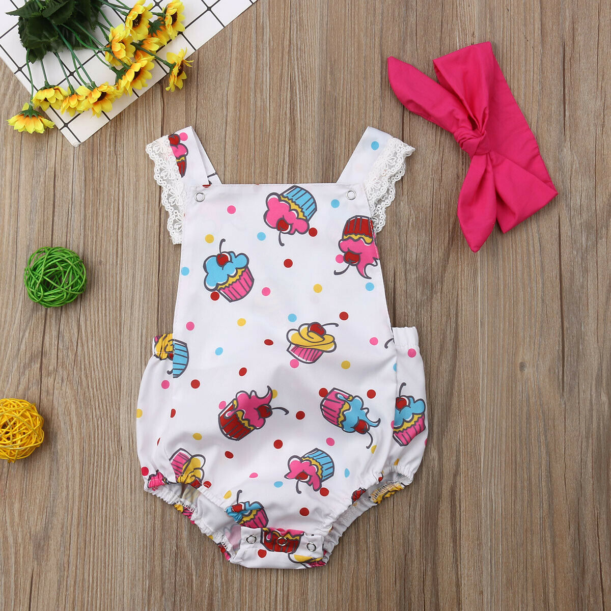 

Baby ICE-CREAM Print Bodysuit and Headband