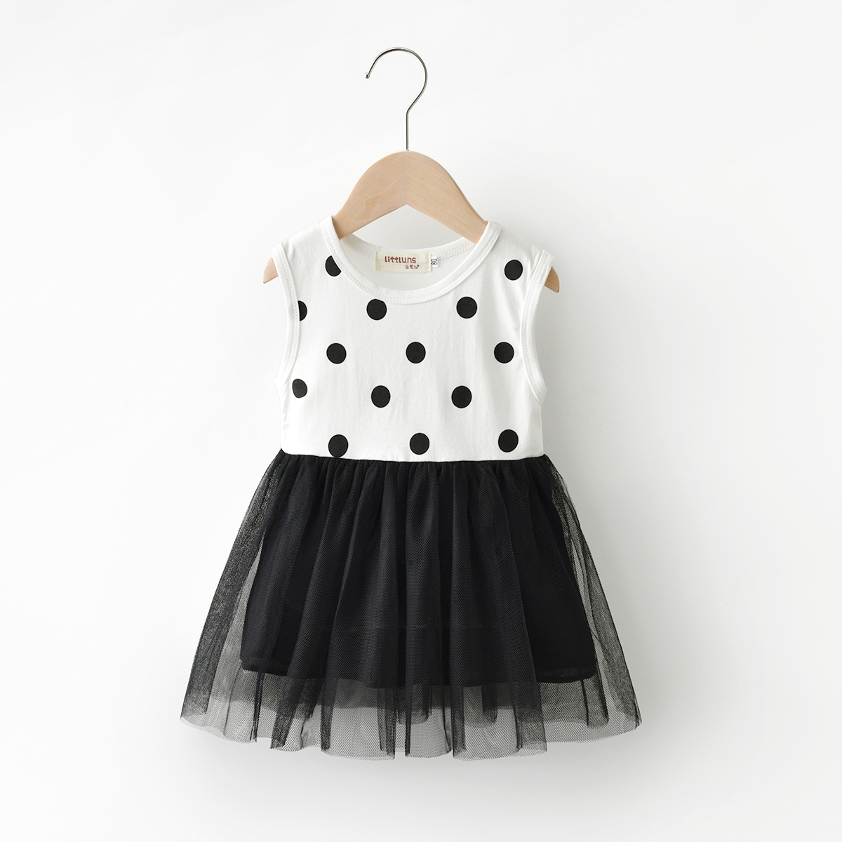 

Sweet Polka Dots Splice Tulle Sleeveless Dress for Girls
