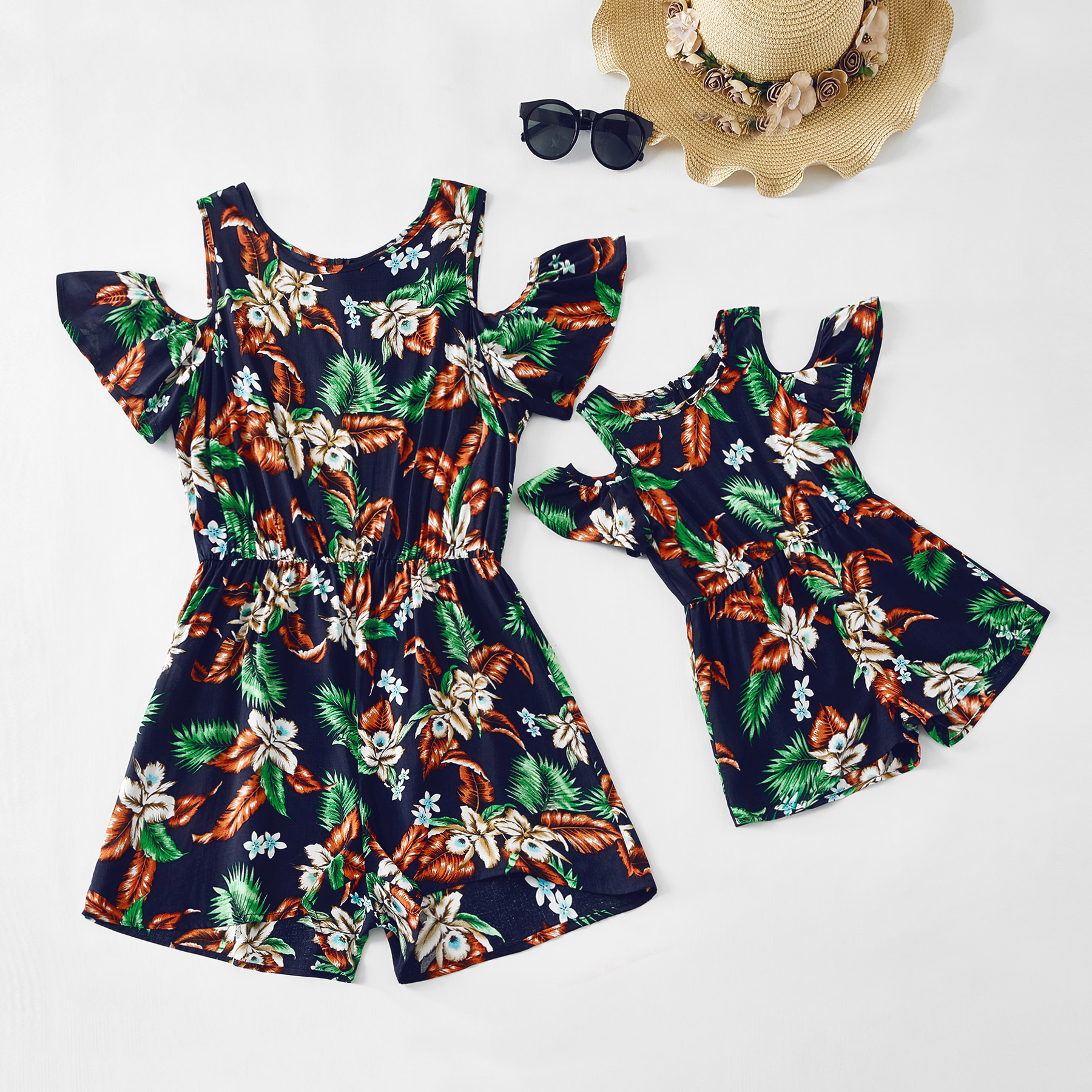 

allover jumpsuits correspondência de impressão floral