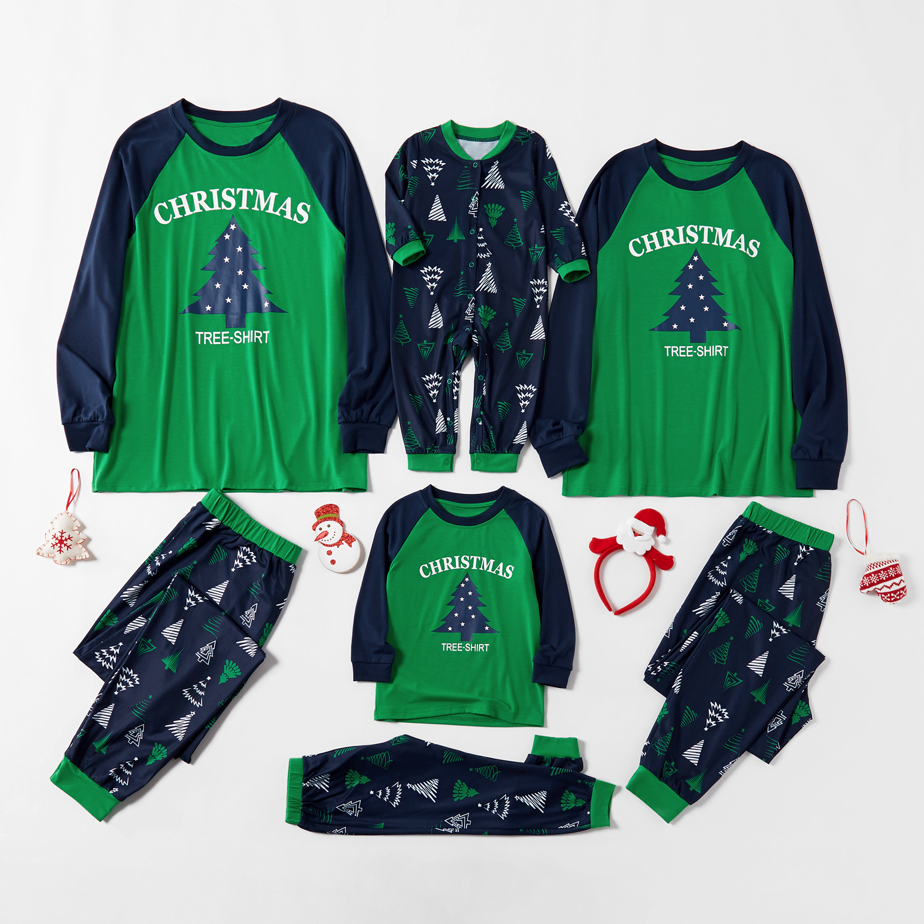 

Christmas Tree-Shirt and Christmas Tree Patterned Pants Family Matching Pajamas Set
