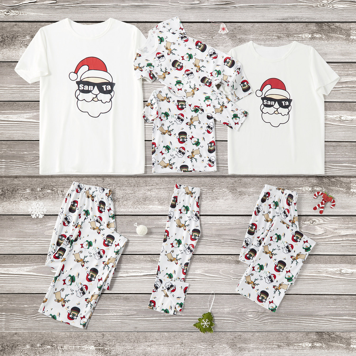 

Cool Santa Print Christmas Family Matching Pajamas Set