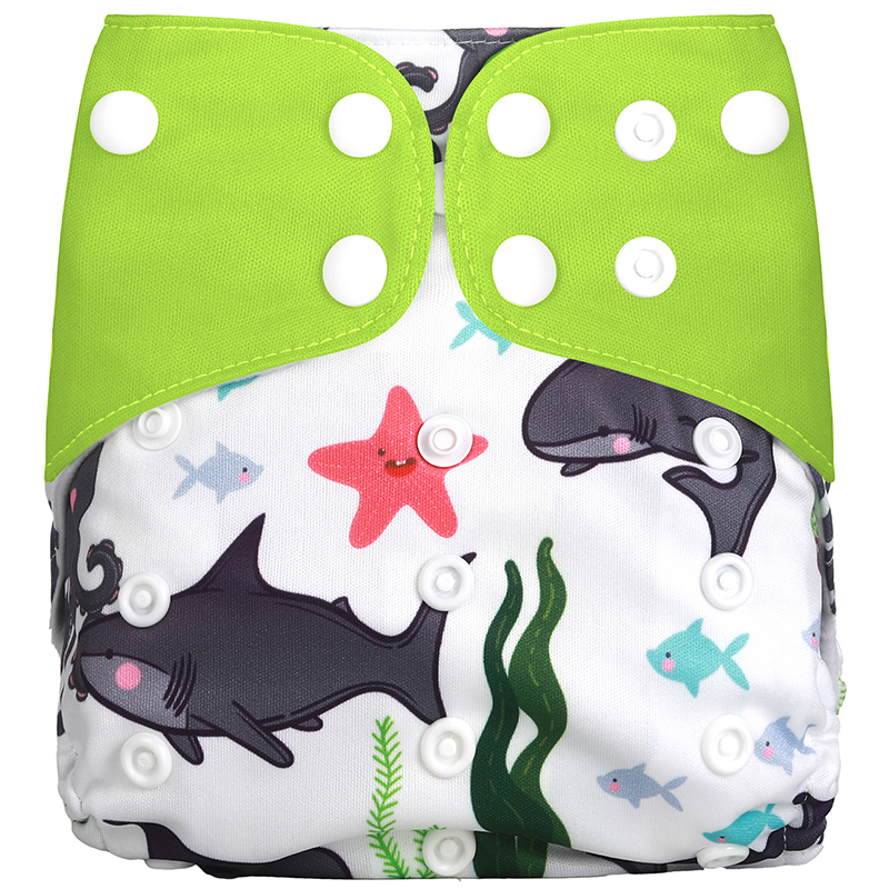 

Waterproof Adjustable Shark Print Cloth Diaper