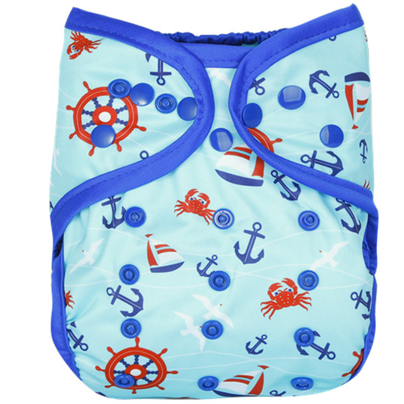 

Waterproof Adjustable Anchor Print Cloth Diaper