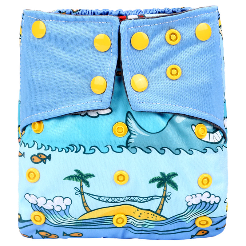 

Waterproof Adjustable Beach Print Cloth Diaper