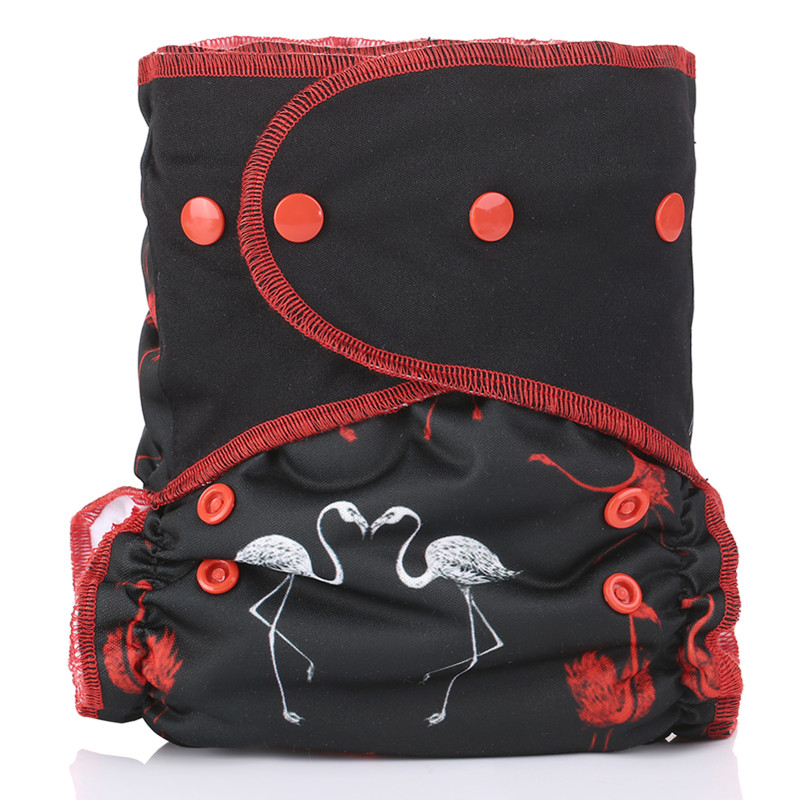 

Waterproof Adjustable Flamingo Print Pocket Diaper