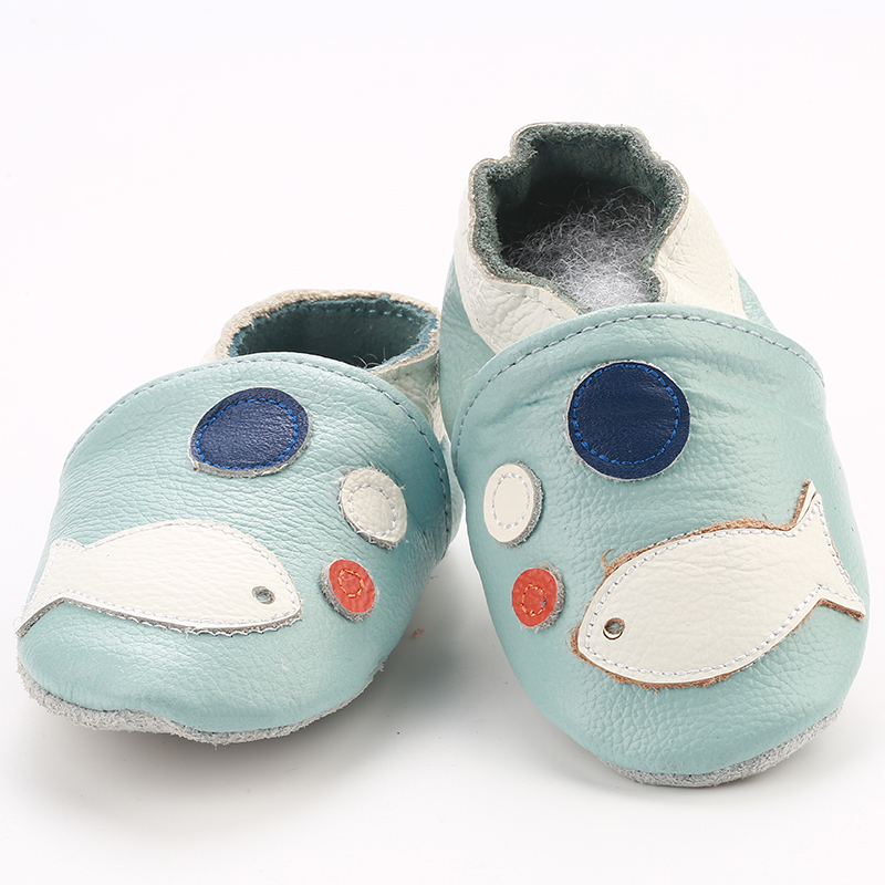 

Baby / Toddler Soft Fish Bubble Applique Genuine Leather Anti Slip Baby Shoes