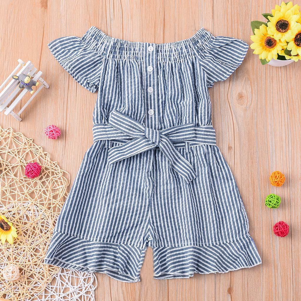 

Baby / Toddler Trendy Striped Off Shoulder Onesies