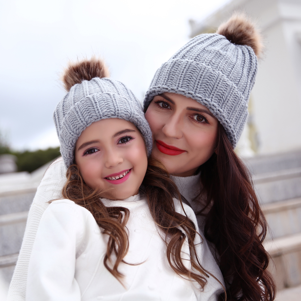 

Multicolor Knit Hats for Mommy and Me