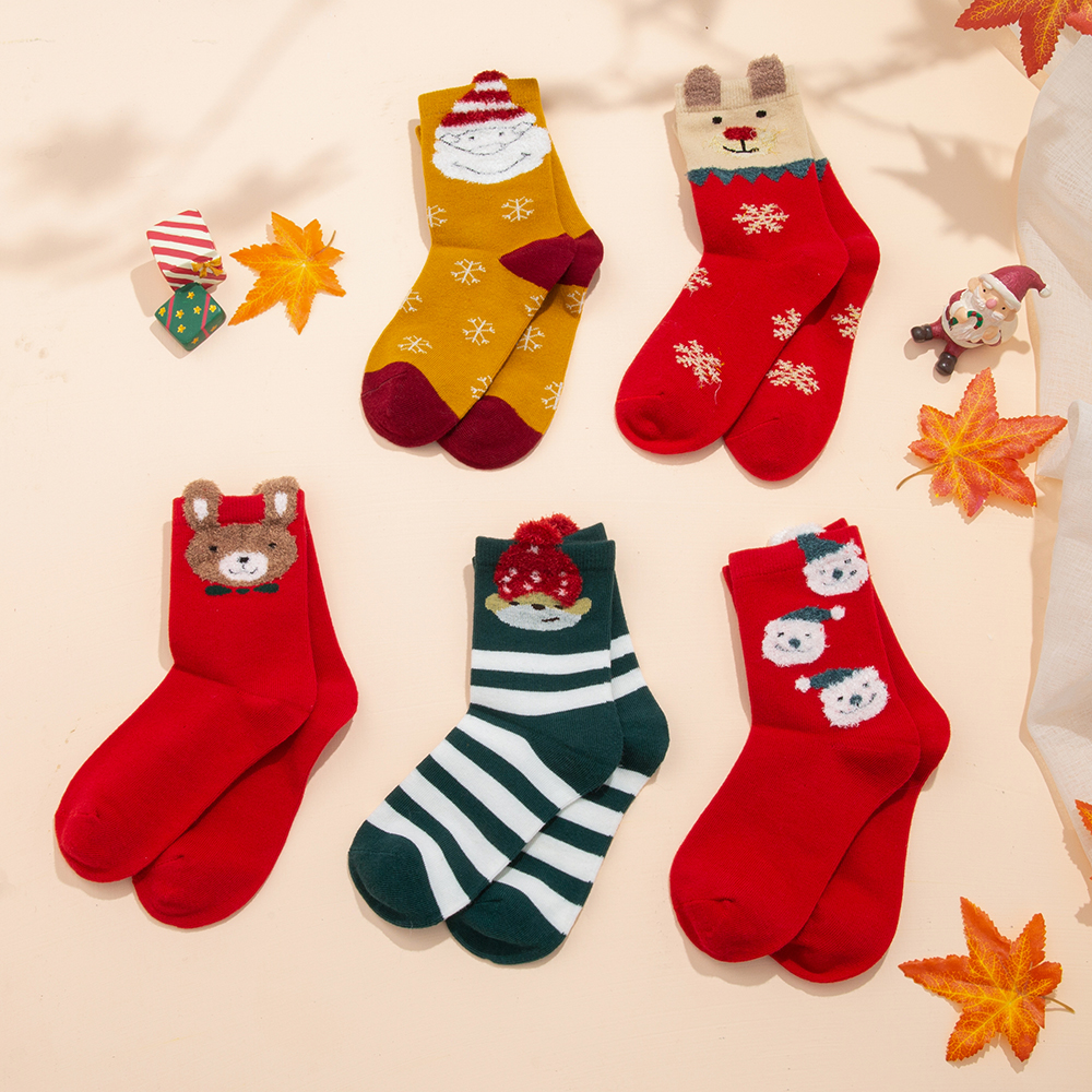 

5-pack Toddler / Kid Christmas Middle Socks ( Various colors )