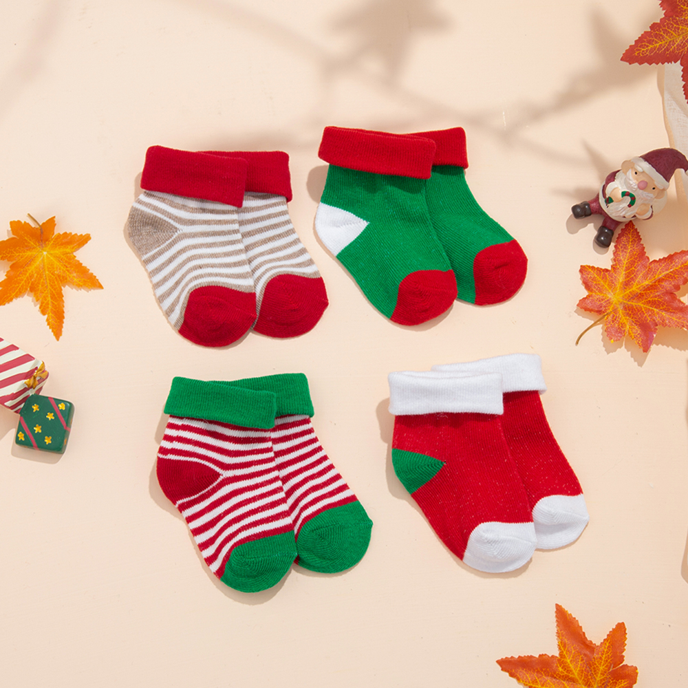 

4-pack Baby Christmas Colorblock Socks ( Various colors )