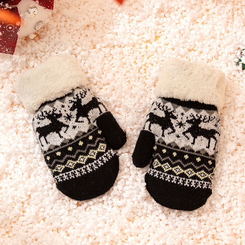 

Toddler / Kid Christmas Reindeer Fleece Thermal Gloves