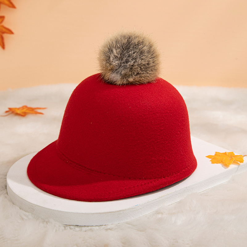 

Toddler Solid Vintage Pompon Peak Cap
