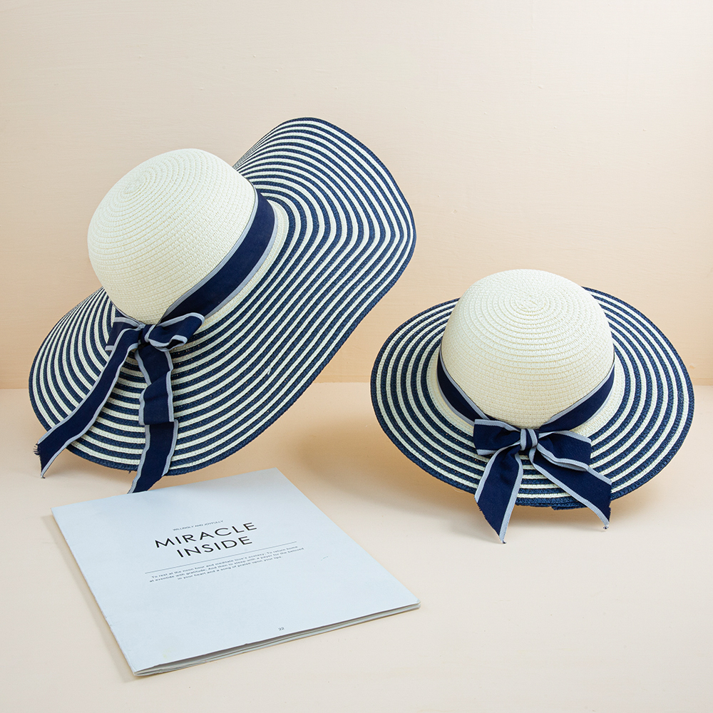

Mommy and Me Bowknot Striped Straw Hats