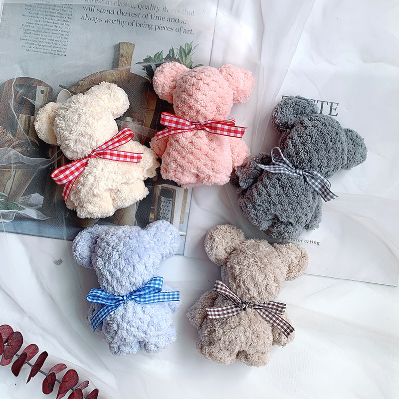 

Creative Bear Shape Towel Coral Fleece Bath Towel Face Washing Towel