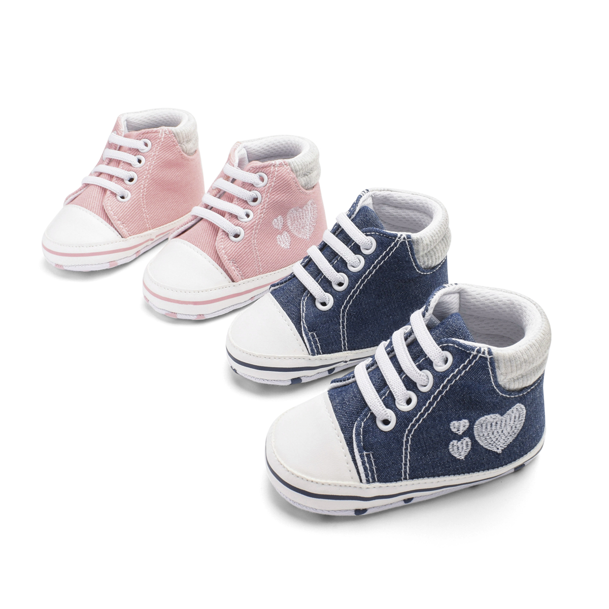 

Baby Heart Embroidered Antiskid Ankle Shoes