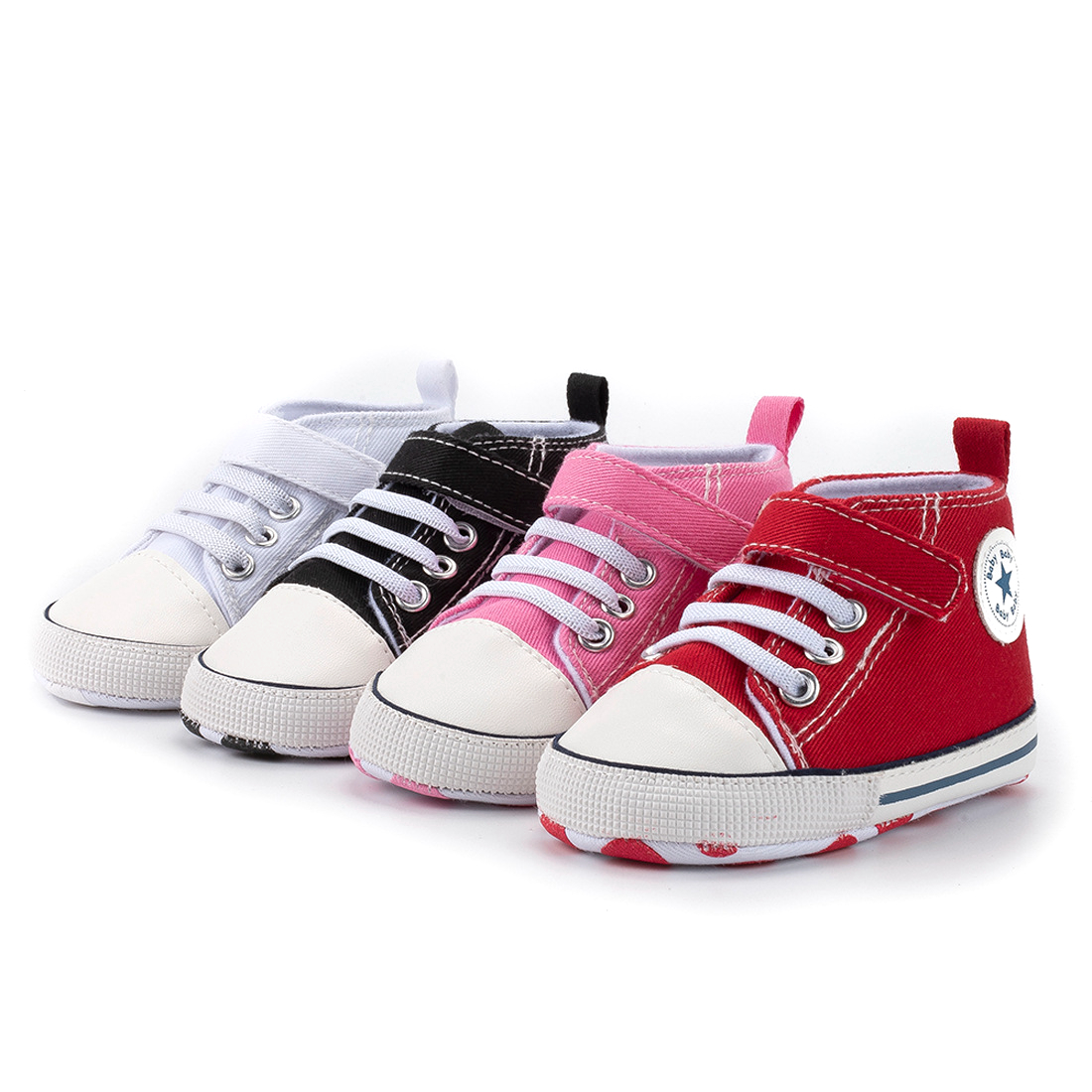 

Baby / Toddler Solid Striped Stars print Tie Canvas Shoes