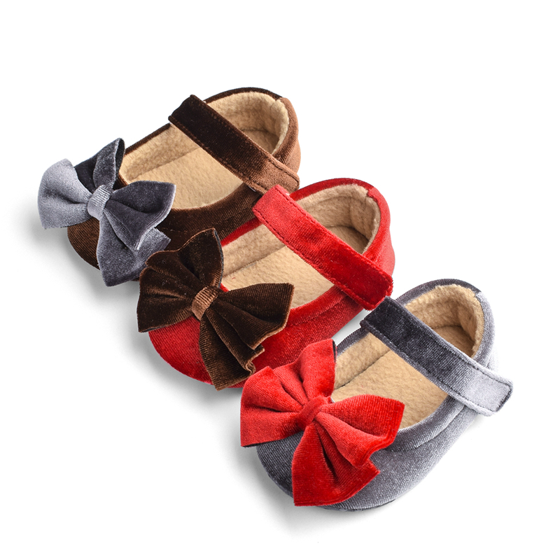 

Baby / Toddler Girl Velvet Bowknot Solid Casual Prewalker Shoes