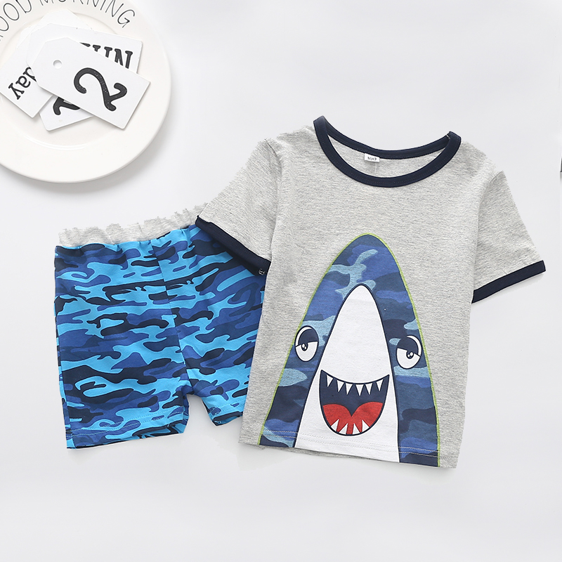 

Baby / Toddler Summer Shark Print Tee and Camouflage Shorts Set