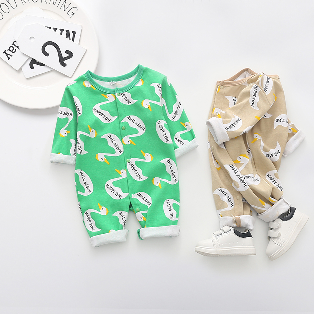 

Baby Duck and Letter Print Solid Long-sleeve Jumpsuit(No shoes!)