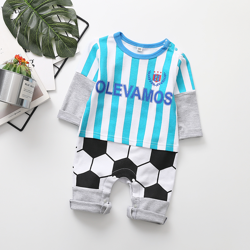 

Baby Faux-two Football Style Letter Print Long-sleeve Jumpsuit