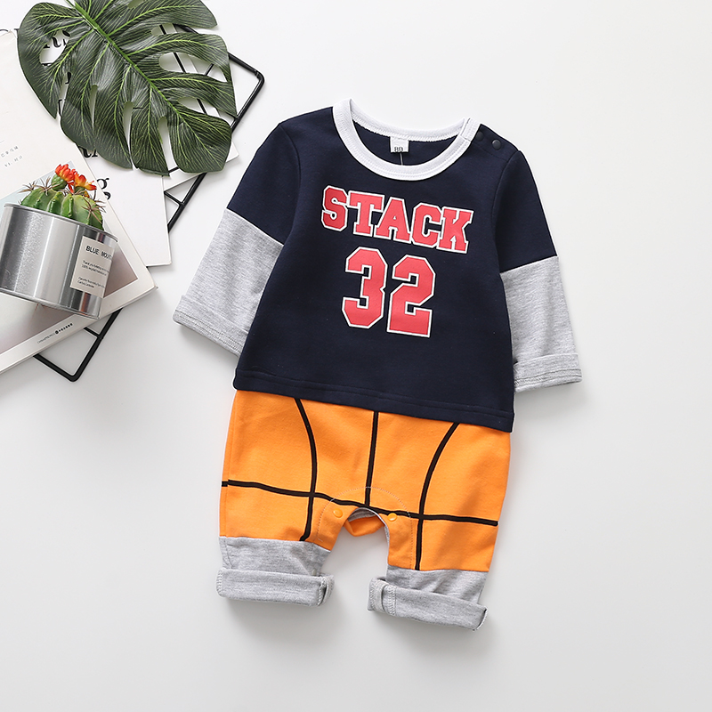 

Baby Basketball Style Letter and Number Print Long-sleeve Jumpsuit