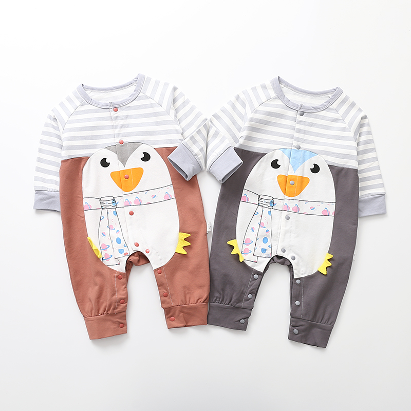 

Baby 3D Penguin Design Stripe Style Long-sleeve Jumpsuit