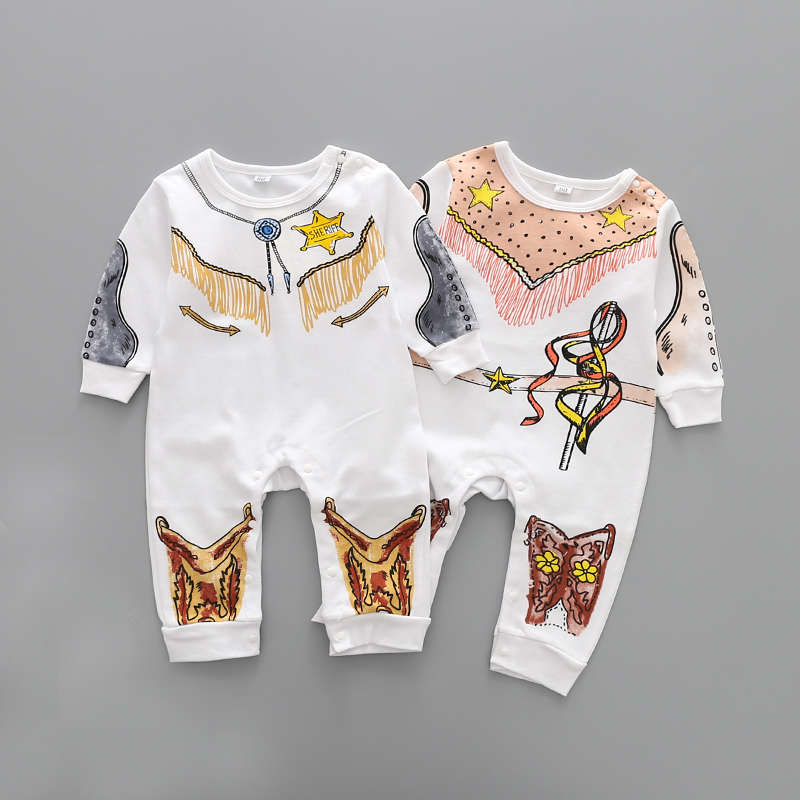 

Baby Trendy Stars Print Long-sleeve Jumpsuit