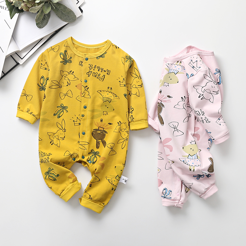

Baby Girl Trendy Rabbit Allover Long-sleeve Jumpsuit