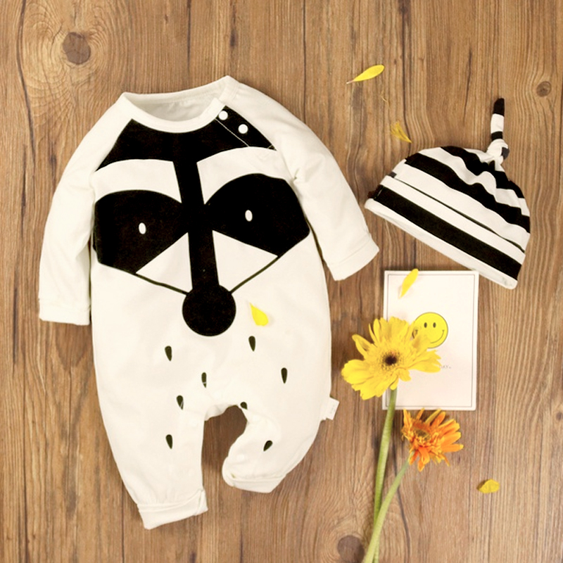 

Baby Animal Print Jumpsuit with Striped Hat