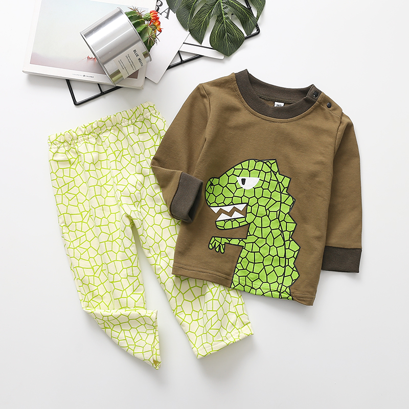

2pcs Baby Boy casual Animal & Dinosaur Baby's Sets Fashion Autumn Long Sleeve Top Infant Clothing Outfits