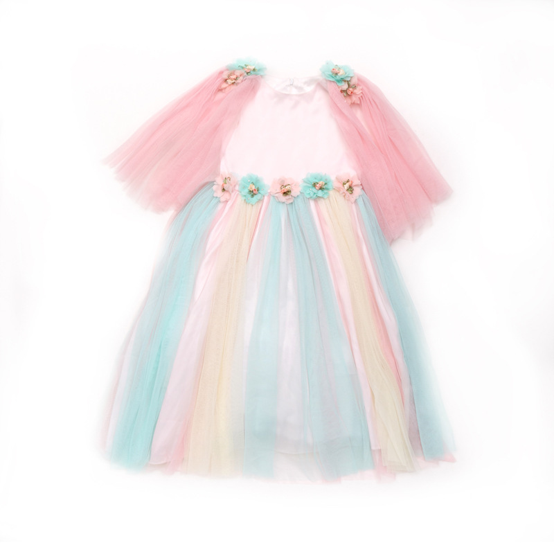 

Summer Korean Rainbow Color matching With Floral For Girls