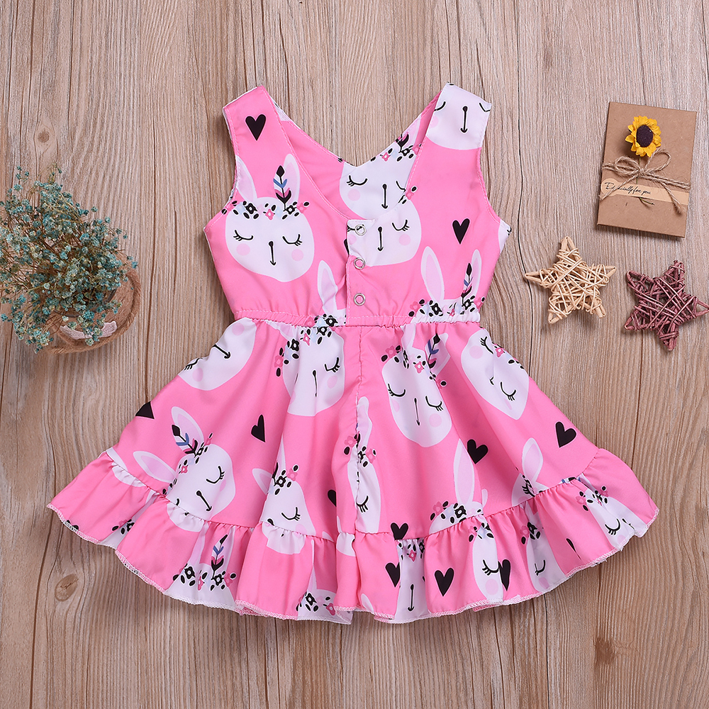 

Baby / Toddler Lovely Cartoon Rabbit Allover V Neck Sleeveless Dress