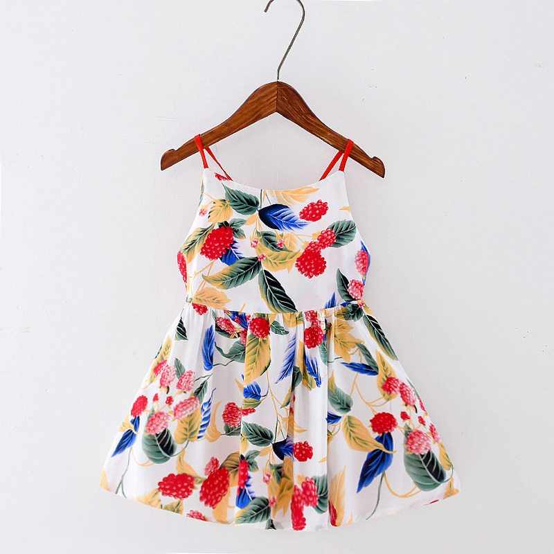 

Baby / Toddler Stylish Colorful Leaf Fruit Print Backless Slip Dress