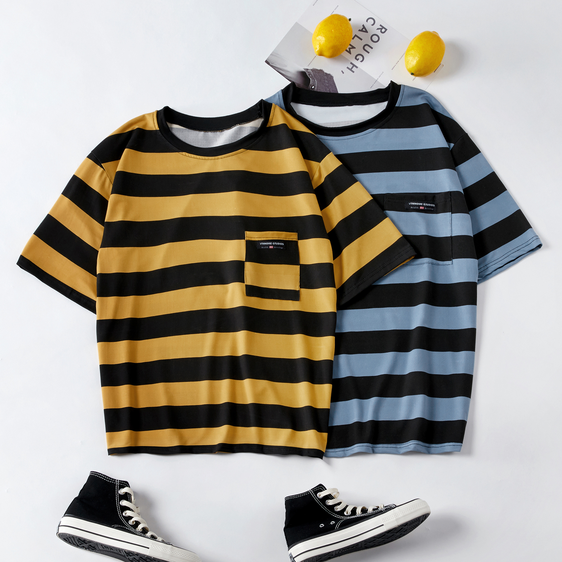 

Striped with Pocket Matching Tee for Couple