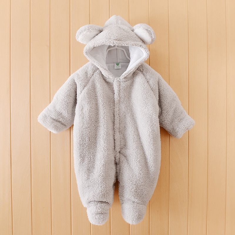 

Baby Velvet Style 3D Ears Design Hooded Long-sleeve Jumpsuit
