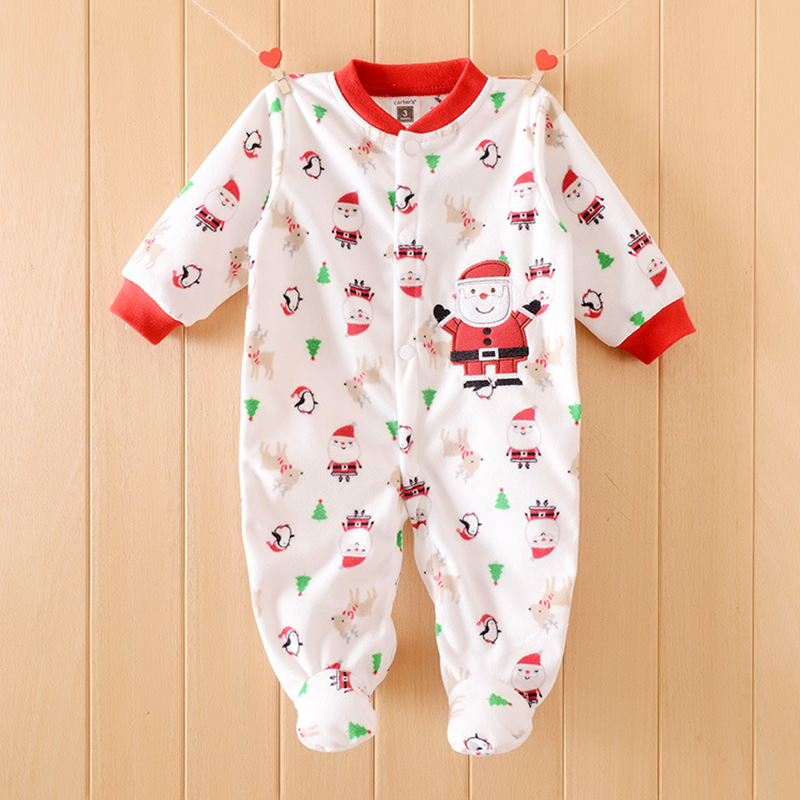 

Baby Christmas Claus Allover Cotton Style Long-sleeve Jumpsuit