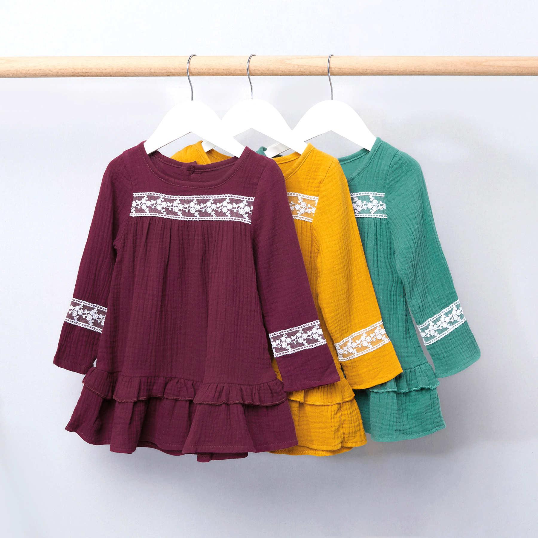

Baby / Toddler Casual Solid Lace Decor Dress