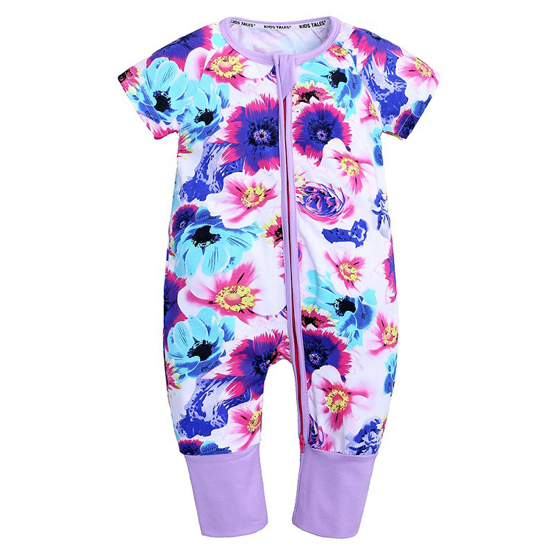 

Baby Girl Floral Pattern Short-sleeve Jumpsuit
