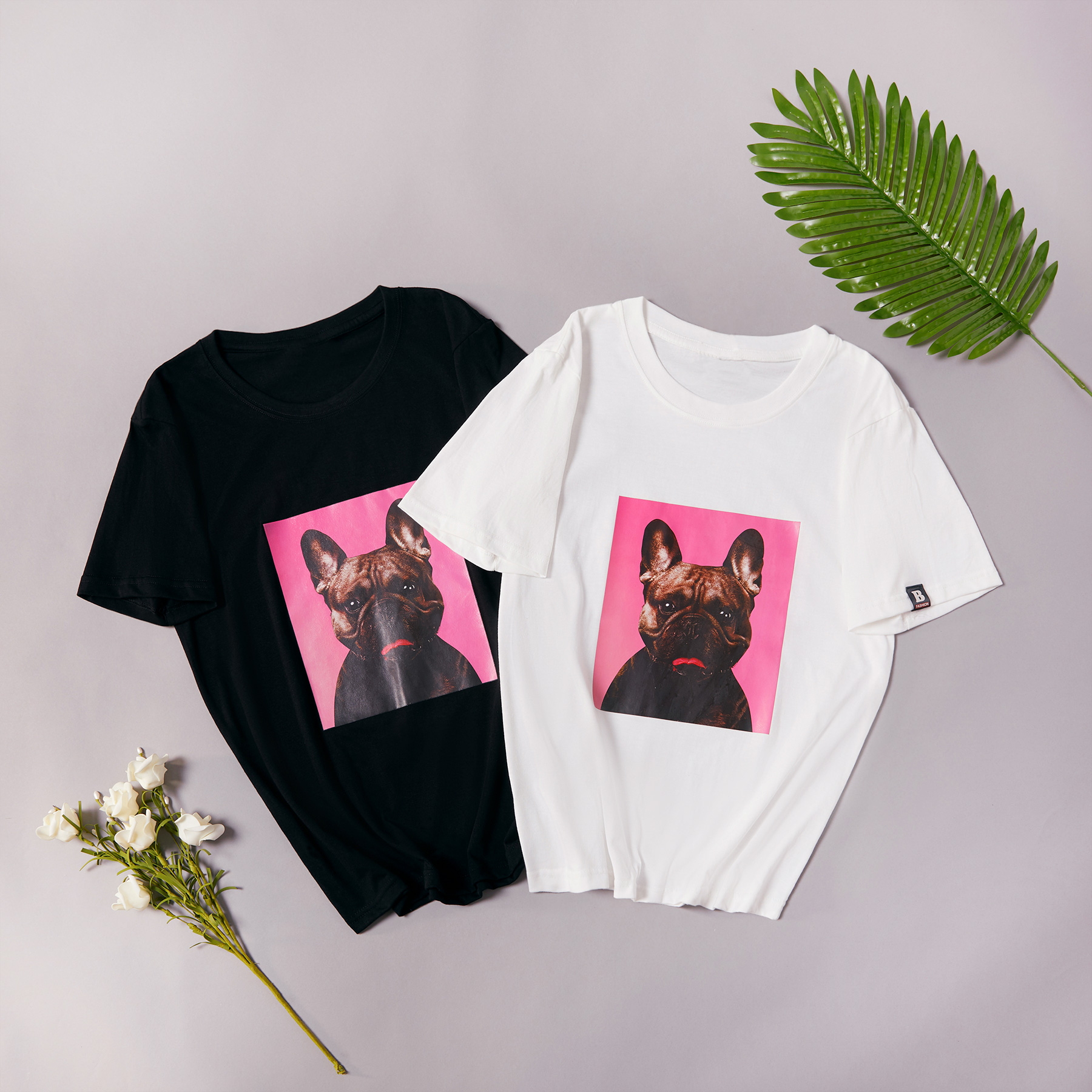 

Adorable Dog Print Couple Tee