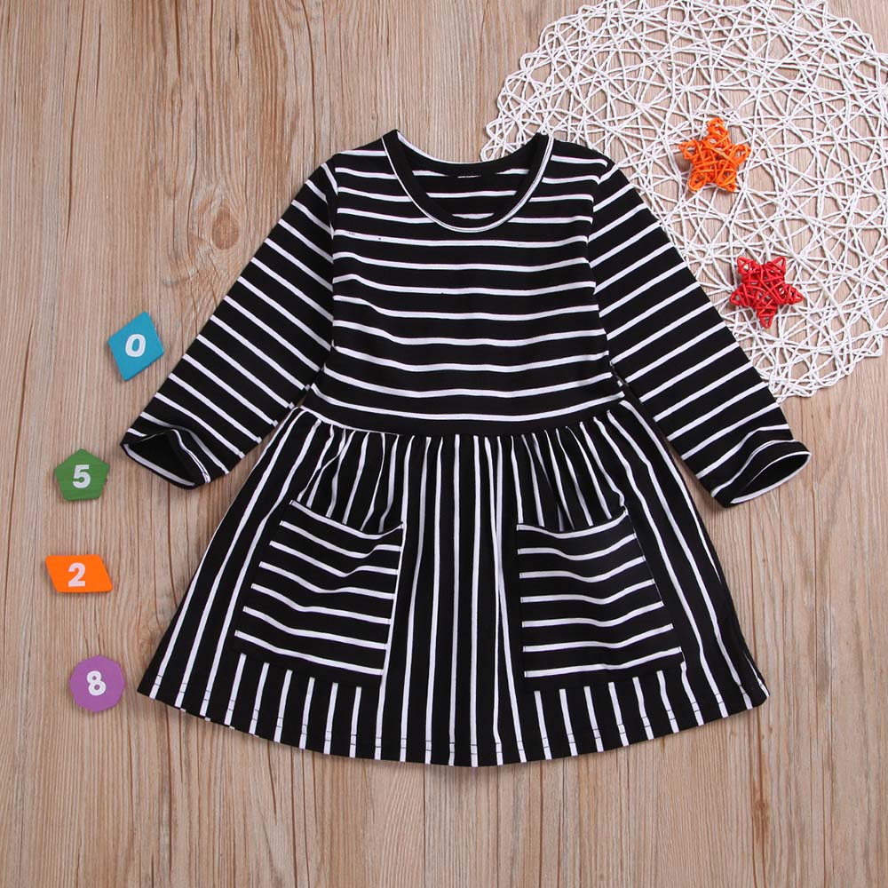

Baby / Toddler Striped Pocket Design Long-sleeve Dress