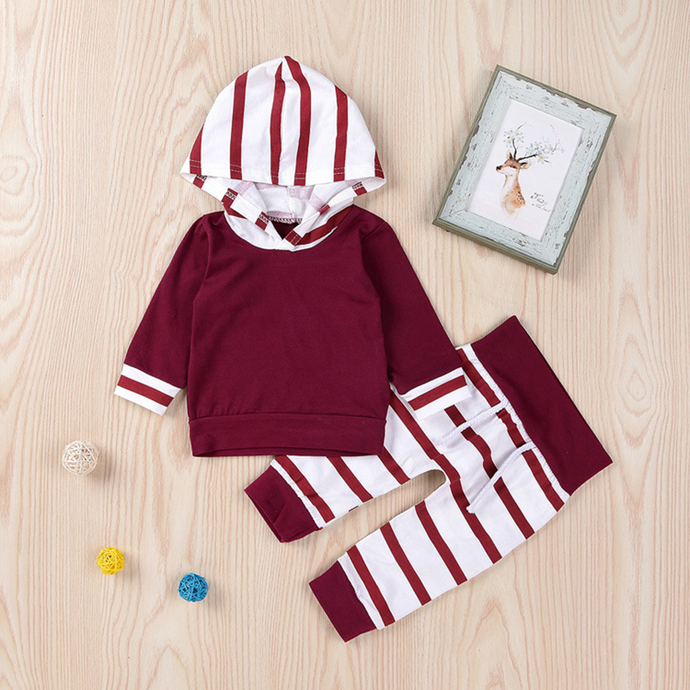 

Baby Girl Trendy Striped Longsleeves Hoodie and Pants Set