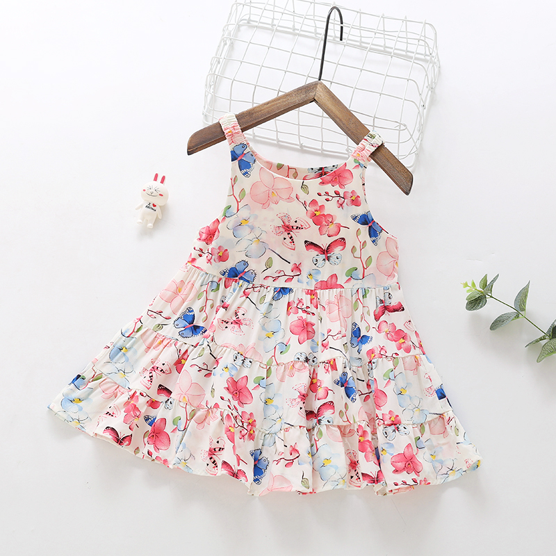 

Toddler Girl Floral Print Sleeveless Ruffled Dress